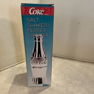 Retro COCA COLA SALT Shaker/Pepper Grinder Die Cast Chrome 7.75” NEW IN BOX